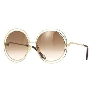 New CHLOE Gold Round CH0045S 001 Sunglasses Women